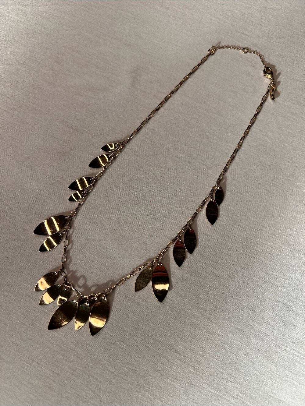 Banana Republic Gold Tone Leaf Fringe Statement Necklace Adjustable